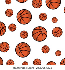 Basketball ball seamless pattern. Vector illustration for flyers, web, banners and print. Sport, team play concept.