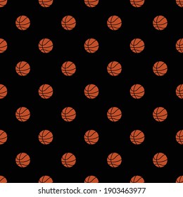 Basketball, nahtlos, Vektorschwarzer Hintergrund. Muster auf Kleidung, Stoff.