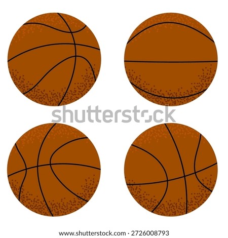 Basketball ball set in different angles. Sport illustration perfect for basketball training, school sports design, fitness posters and athletic branding.