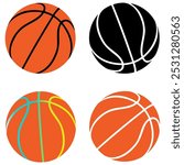 Basketball ball  set. Basketball ball isolated icon. Black basketball symbols. Vector illustration.