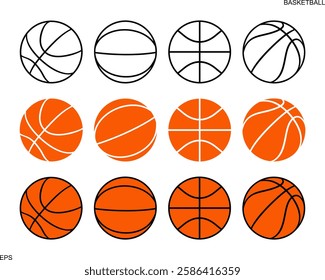 Basketball ball set. Isolated basketball ball on white background
