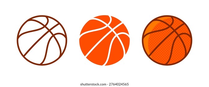 Basketball ball set. Isolated basketball ball on white background