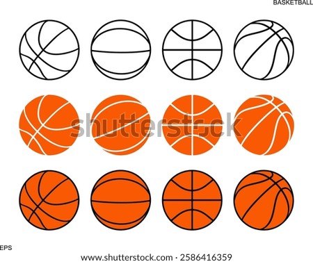 Basketball ball set. Isolated basketball ball on white background