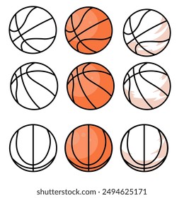 basketball ball - set of vector illustrations 