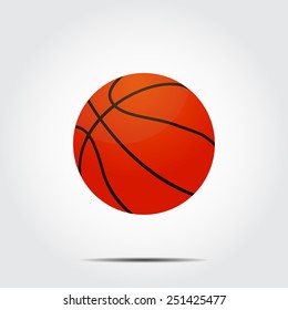 Basketball ball with shadow on a gray background vector