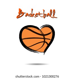 Basketball ball shaped as a heart. Vector illustration
