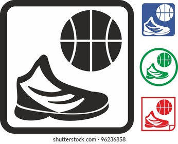 Basketball ball and shoes vector icon