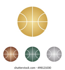 Basketball ball sign illustration. Metal icons on white backgound.