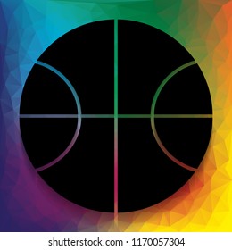 Basketball ball sign illustration. Vector. Flat style black icon on white.