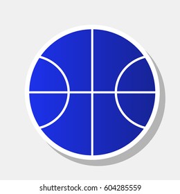 Basketball ball sign illustration. Vector. New year bluish icon with outside stroke and gray shadow on light gray background.