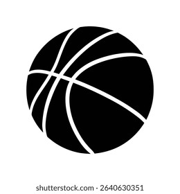 Basketball Ball Silhouette Icon – Vector Illustration on White Background
