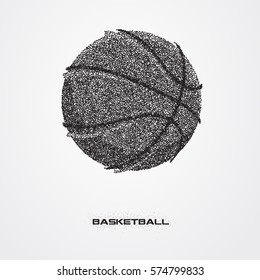 Basketball ball of a silhouette from particle.