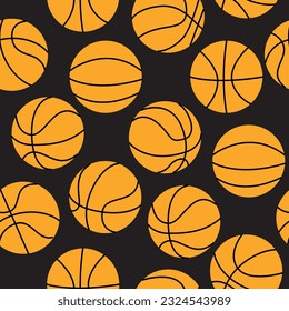 Basketballsilhouette nahtloses Muster. Sport, Team-Play-Konzept. Vektorgrafik auf weißem Hintergrund.