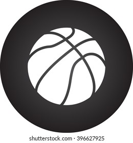 Basketball ball simple icon on round background
