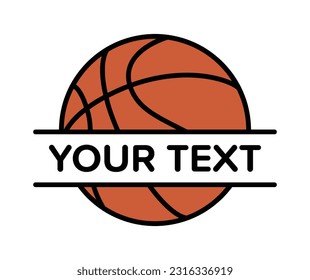 Basketball Ball Split Frame Team Name Template Sports Monogram
