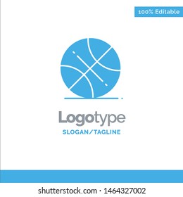 Basketball, Ball, Sports, Usa Blue Solid Logo Template. Place for Tagline. Vector Icon Template background