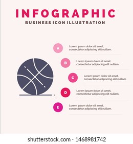 Basketball, Ball, Sports, Usa Solid Icon Infographics 5 Steps Presentation Background. Vector Icon Template background