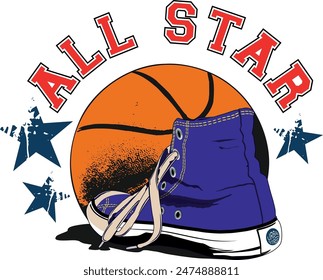 Basketball mit Sternschuh vorne und Allstar-Schriftzug.