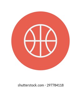 Basketball ball thin line icon for web and mobile minimalistic flat design. Vector white icon inside the red circle