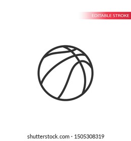 Basketball ball thin line vector icon. Basketball sport ball simple outline symbol.