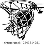 the basketball ball through in the basketball hoop