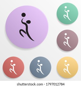 Basketball ball throw badge color set icon. Simple glyph, flat vector of sport icons for ui and ux, website or mobile application