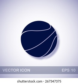 Basketball ball vector icon - dark blue illustration with blue shadow