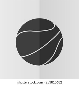 Basketball ball vector icon. Effect of folded paper. Flat design