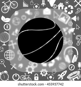 basketball ball vector icon - matte glass button on background consisting of different icons