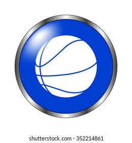 Basketball ball - vector icon on the blue button