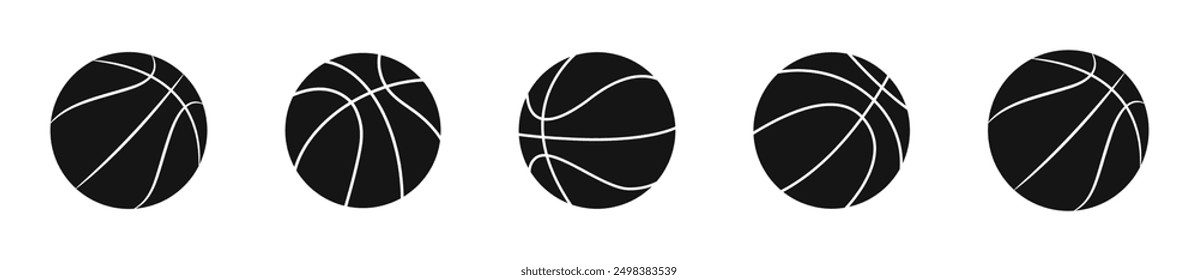 Basketball ball vector icon set. Sport equipment balls icons.