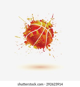Basketball ball. Vector watercolor splash