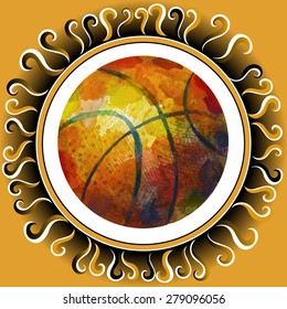 Basketball ball in watercolor style. 
