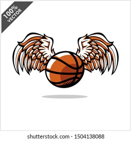 Basketball ball wing logo vector