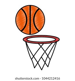 basketball balloon with basket sport vector illustration design