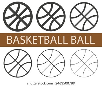 Basketball balls of different line thickness. Vector of basketball balls. EPS 10. 