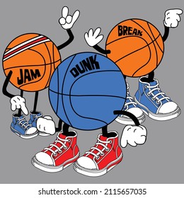 BASKETBALL BALLS WITH HANDS AND FEET WITH WORDS ON THEM