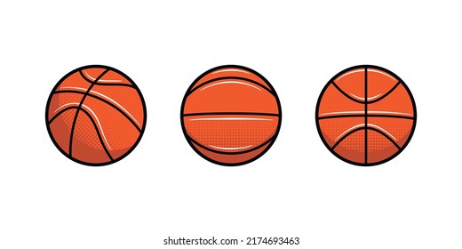 Basketball balls icons isolated on white background. Design elements for logo, poster, emblem. Sport ball icons. Vector illustration