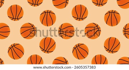 basketball balls on orange background seamless pattern print design vector illustration