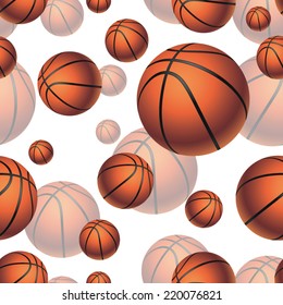 Basketball Balls Seamless Pattern Background.