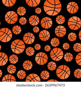 Basketball balls seamless pattern. Sports vector background. Vector template for textile, fabric, wrapping paper, wallpaper, scrapbooking, etc