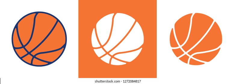 Basketball balls variants icons vector illustration. Stylization with colors.