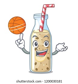 With basketball banana smoothie on a cartoon table