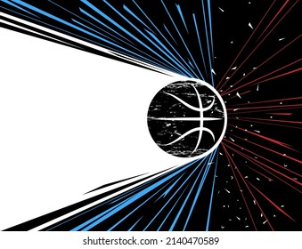 Basketball banner for competition or Basketball event. Banner for your design. flying Basketball ball. Vector illustration