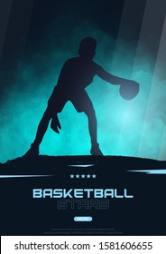 Basketball banner with player. Modern sports posters design