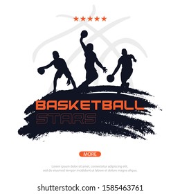 Basketball banner with players. Modern sports posters design