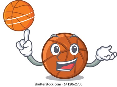 With basketball basket ball in the character shape
