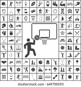 Basketball Basket And Ball Icon. Sport Set Of Icons