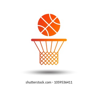 Basketball Basket And Ball Sign Icon. Sport Symbol. Blurred Gradient Design Element. Vivid Graphic Flat Icon. Vector