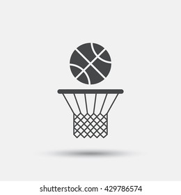 Basketball basket and ball sign icon. Sport symbol. Flat basketball web icon on white background. Vector